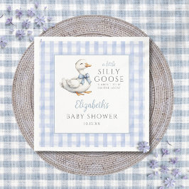 Silly Little Goose Blue Gingham Baby Shower スタンダードカクテルナプキン