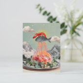 Silly Lobster Fish Surreal Jellyfish Collage ポストカード (スタンド正面)