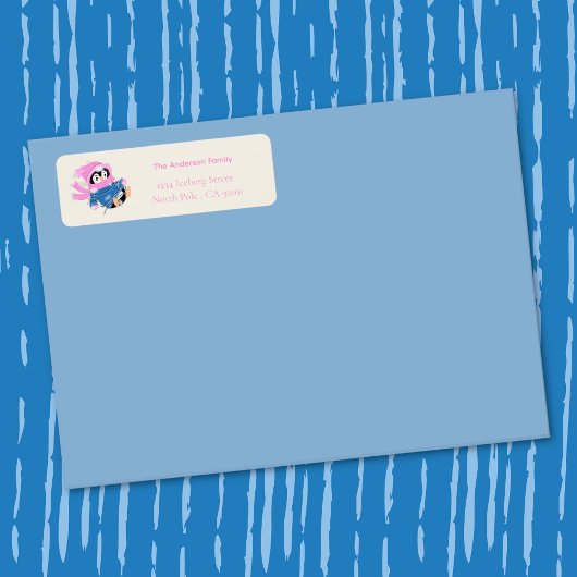 Silly Penguin Entangled in Christmas Lights ラベル