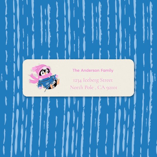 Silly Penguin Entangled in Christmas Lights ラベル