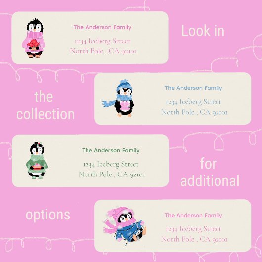 Silly Penguin Entangled in Christmas Lights ラベル