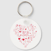 Silly Red Goose Heart Valentine Keychain キーホルダー (正面)