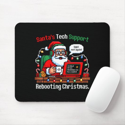 Silly Santa s Support Tech Rebooting IT Computer マウスパッド (マウス)