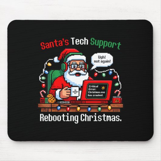 Silly Santa s Support Tech Rebooting IT Computer マウスパッド (正面)