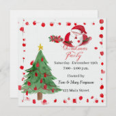 Silly Santa Watercolor Christmas Party Invitation 招待状 (正面/裏面)
