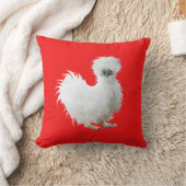 Silly Silkie Chicken on Red クッション (ブランケット)