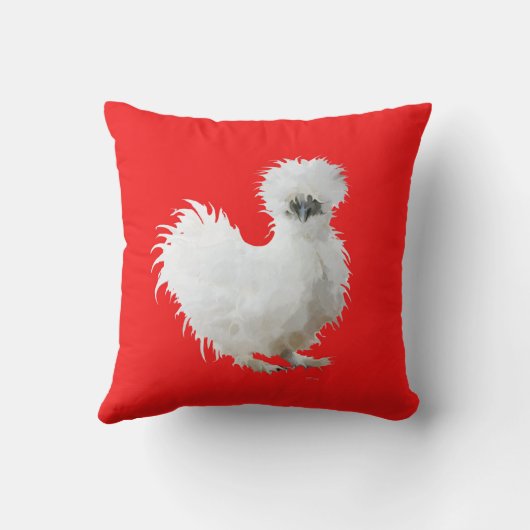 Silly Silkie Chicken on Red クッション (裏面)