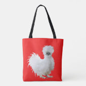 Silly Silkie Chicken on Red トートバッグ (裏面)