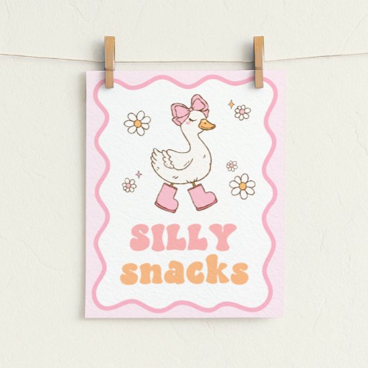 Silly Snacks Goose Table Sign ポスター