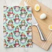Silly Snowmen キッチンタオル (四つ折り)