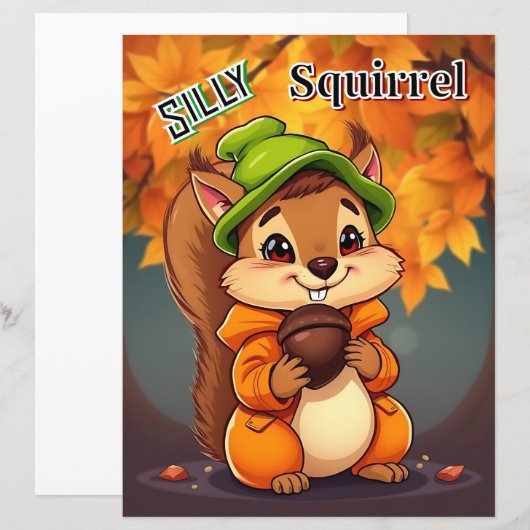 Silly Squirrel  | Cute Cartoon Kid's Nursery Art (正面/裏面)