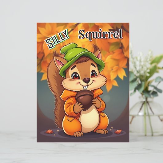 Silly Squirrel  | Cute Cartoon Kid's Nursery Art (スタンド正面)