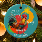 Silly Sunny Funny Colorful Rooster Christmas  セラミックオーナメント