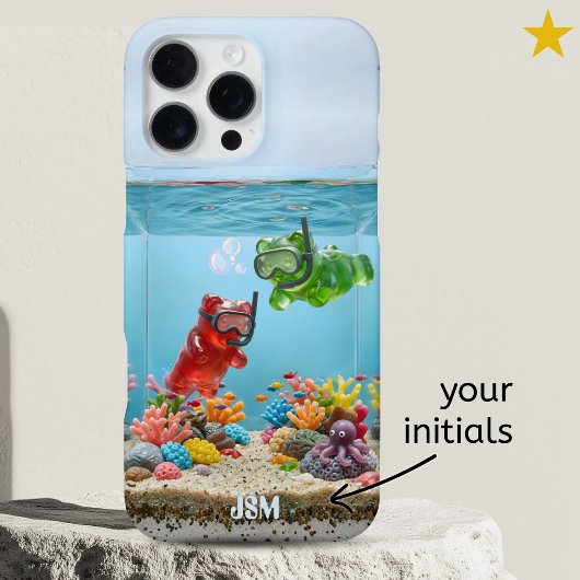 Silly Swimming Gummy Bears Custom Name  iPhoneケース