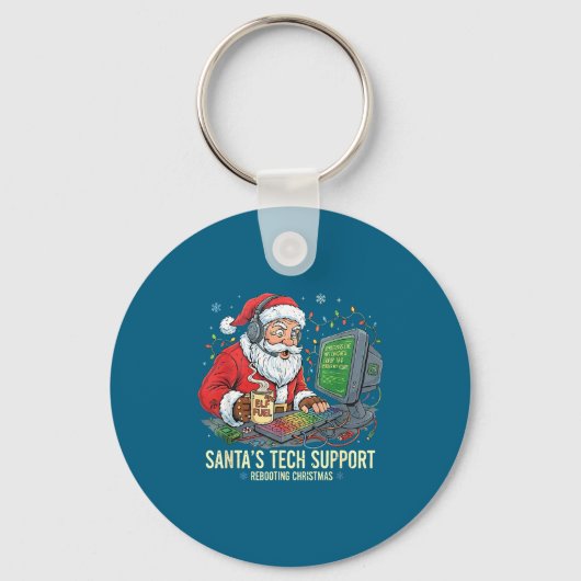 Silly Tech Support Rebooting s Computer Santa Sant キーホルダー (正面)