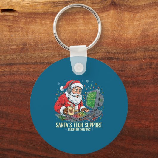 Silly Tech Support Rebooting s Computer Santa Sant キーホルダー (正面)