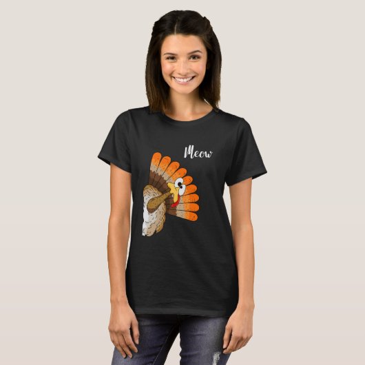 Silly Turkey Meow Thanksgiving Cartoon Humor Graph Tシャツ (正面フル)