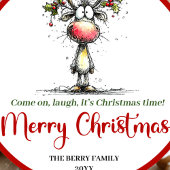 Silly whimsical reindeer sticker funny deer charm ラウンドシール