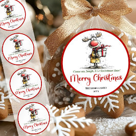 Silly whimsical reindeer sticker funny deer charm ラウンドシール