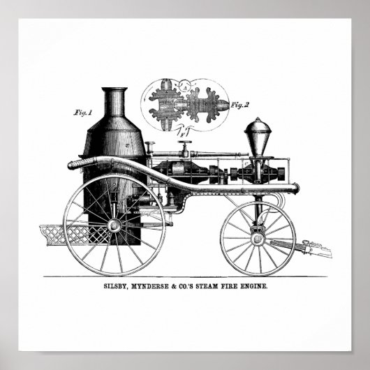 Silsby Rotary Steam Fire Engine ポスター (正面)