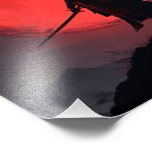 Silueta Samurai Luna Roja フォトプリント (角)