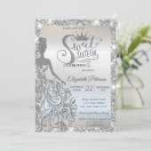 Silv Glitter Dress,Tiara Sparkle Sweet 16  招待状 (スタンド正面)