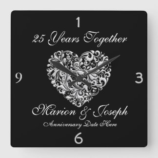 SILVE第25記念日のギフトの柱時計 スクエア壁時計