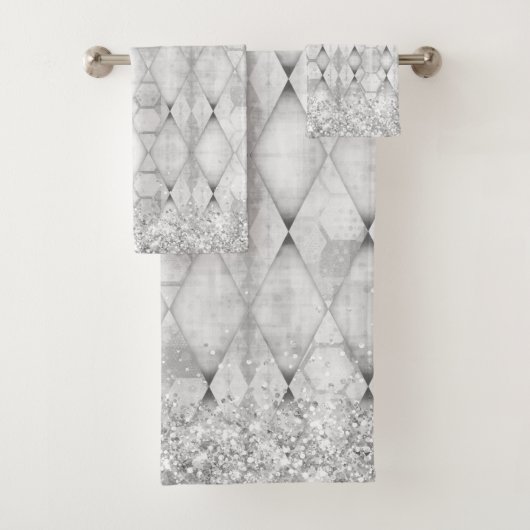 SIlverキラキラ抽象芸術ハーレクイン バスタオルセット (インサイチュ)