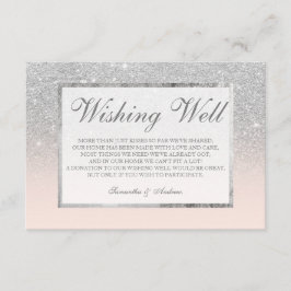 SIlverグリッターグラデーション赤面の結婚望み エンクロージャーカード