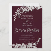 SIlverスクリプトフローラバーガンディ夕べ披露宴 招待状 (正面)