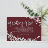 SIlverタイポグラフィフローラ赤いブルゴーニュ良く願う エンクロージャーカード (スタンド正面)