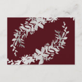 SIlverタイポグラフィフローラ赤いブルゴーニュ良く願う エンクロージャーカード (裏面)