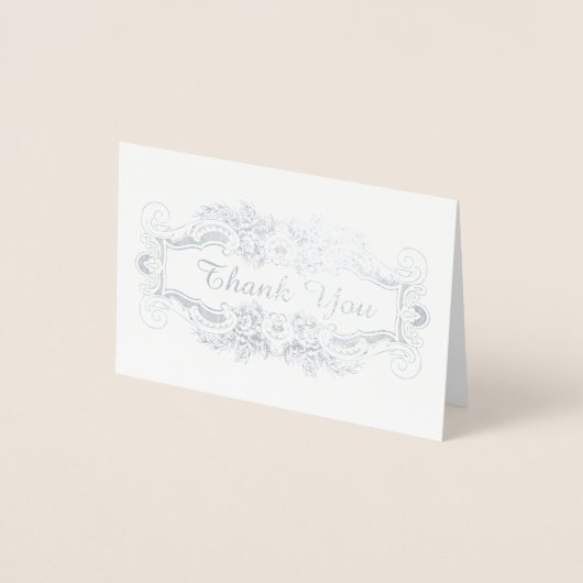 SIlverフィレースのようリグリーエレガントな結婚式ありがとう 箔カード (正面)