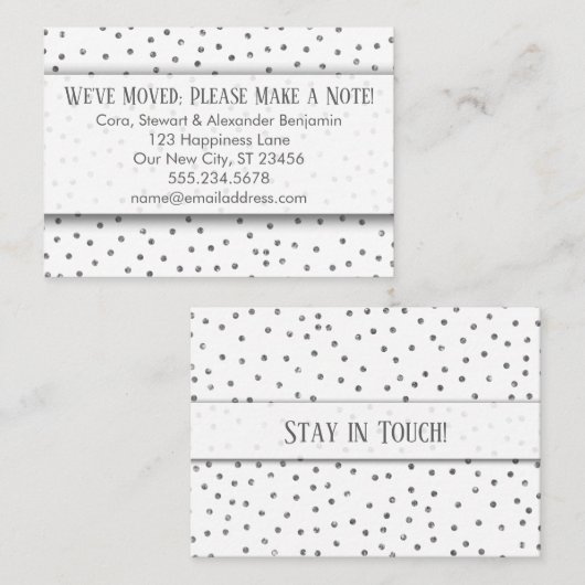 Silver紙吹雪のアドレス・カードの変更 名刺 (正面/裏面)