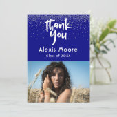 Silver紙吹雪Over Navy Photo Grad 3ありがとう 案内状 (スタンド正面)