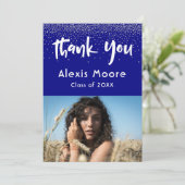 Silver紙吹雪Over Navy, Photo Grad 4 Thank You 案内状 (スタンド正面)