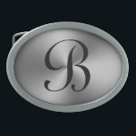SIlver金属光沢モノグラムカスタムベルトバックル 卵形バックル<br><div class="desc">銀金属シャインカスタムモノグラムベルトバックル。誕生日エレガントギフトアイディア友達と家族。自分の名前のイニシャル文字でパーソナライズ。</div>