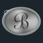 SIlver金属光沢モノグラムカスタムベルトバックル 卵形バックル<br><div class="desc">銀金属シャインカスタムモノグラムベルトバックル。誕生日エレガントギフトアイディア友達と家族。自分の名前のイニシャル文字でパーソナライズ。</div>