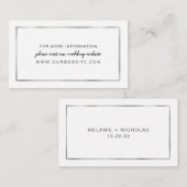 Silver フェイク Foil Frameの結婚ウェブサイト、情報カード エンクロージャーカード (正面/裏面)