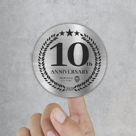 Silver 10th Anniversary Businessロゴシール ラウンドシール