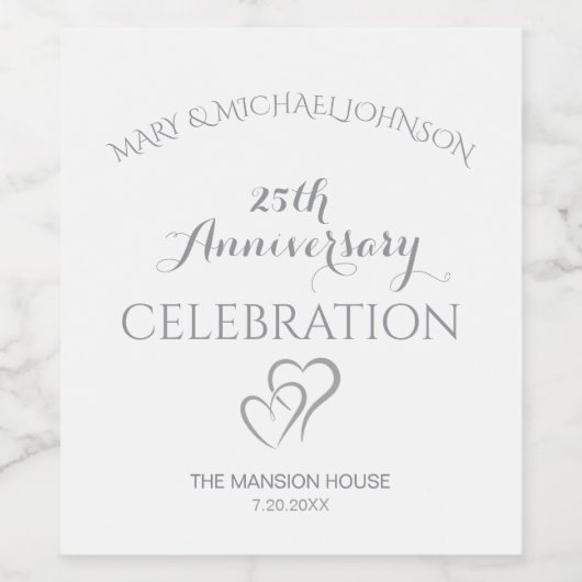 Silver 25th Anniversary ワインラベル (シングルラベル)