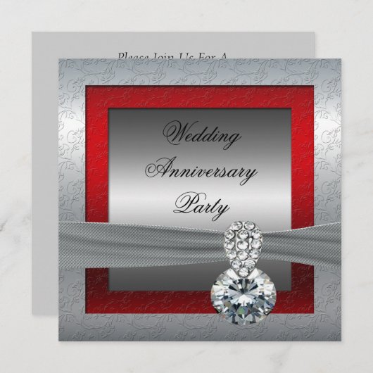 Silver 25th Anniversary Party Invitation 招待状 (正面/裏面)