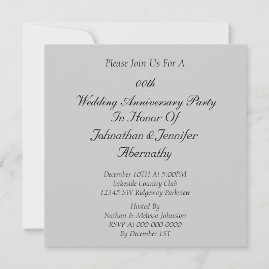 Silver 25th Anniversary Party Invitation 招待状 (裏面)