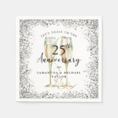 Silver 25th Wedding Anniversary スタンダードカクテルナプキン (正面)