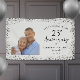 Silver 25th Wedding Anniversary Banner 横断幕