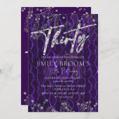 SILVER 30th Birthday Purple彼女の招待状 招待状 (正面/裏面)