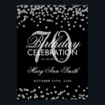 Silver 70th Birthday Glitter Confetti Black ポスター<br><div class="desc">Elegant 70th Birthday Silver Black Faux Glitter Confetti banner template.</div>
