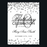 Silver 70th Birthday Glitter Confetti White ポスター<br><div class="desc">Elegant 70th Birthday Silver Faux Glitter Confetti banner template.</div>