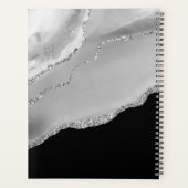 Silver Agate & Glitter, Name & Text Line on Black プランナー手帳 (裏面)