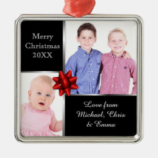 Silver and Black Custom Photo Personalised Gift メタルオーナメント